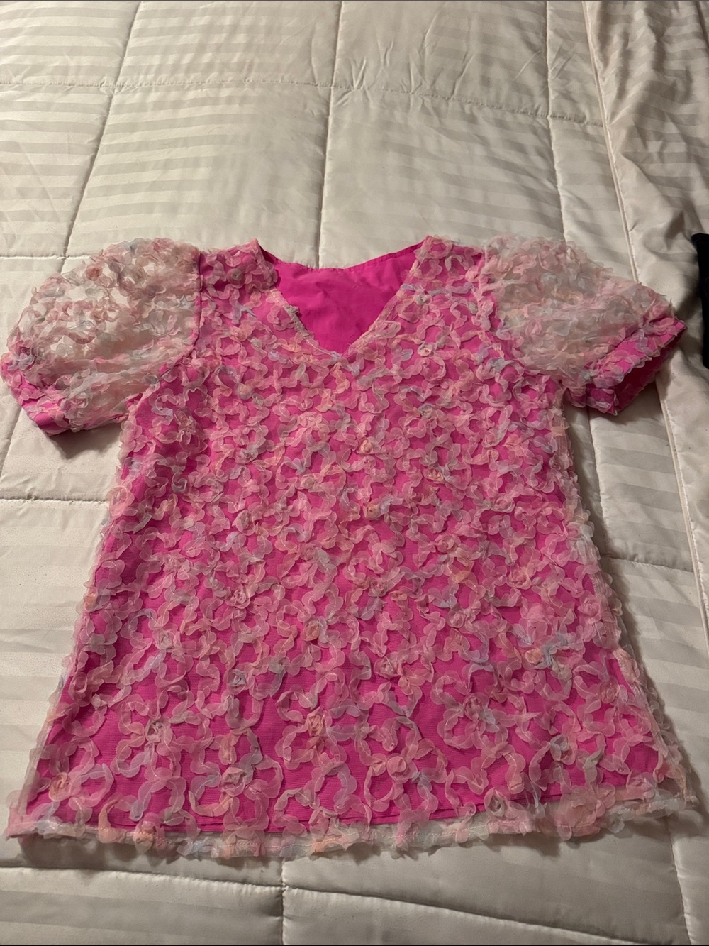 Pink Floral Short Sleeve Top